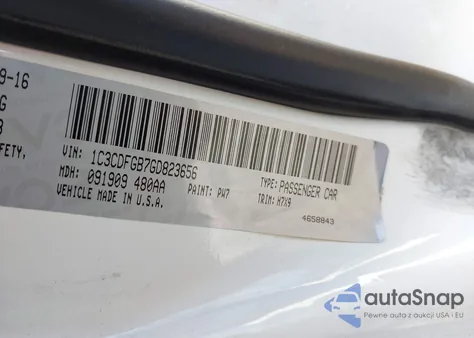 2016 Dodge Dart Gt Sport Blacktop z USA, uszkodzony, nr VIN 1C3CDFGB7GD823656